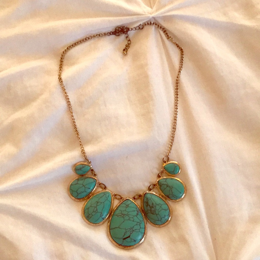 Gold and turquoise statement necklace